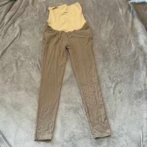 Khaki Maternity Pants with Full Belly Panel